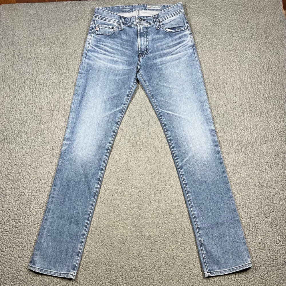 AG Tellis Jeans Men 30x33 Modern Slim Denim 360 Light Wash Japan Made Fabric